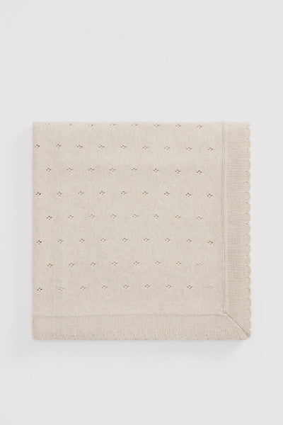 Organically Grown Cotton Blend Knit Detail Blanket
