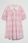 Short Sleeve Gingham Collar Dress