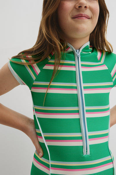 Teen Short Sleeve Stripe Swimsuit