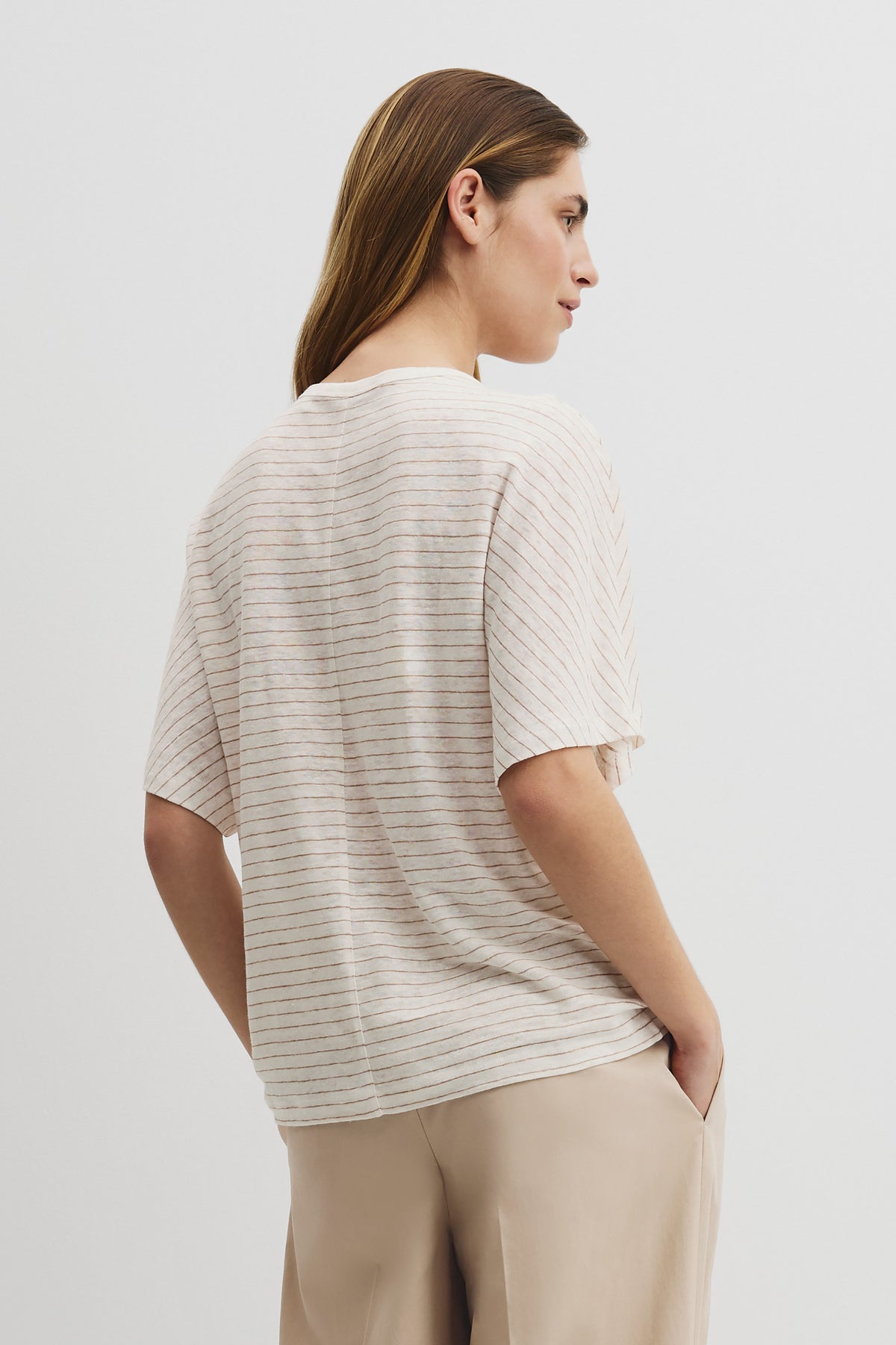 Stripe Linen Dolman T-Shirt