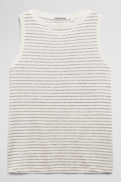 Stripe Linen Boat Neck Tank