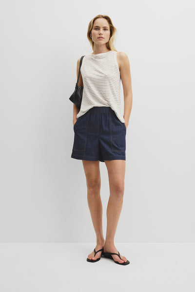Stripe Linen Boat Neck Tank