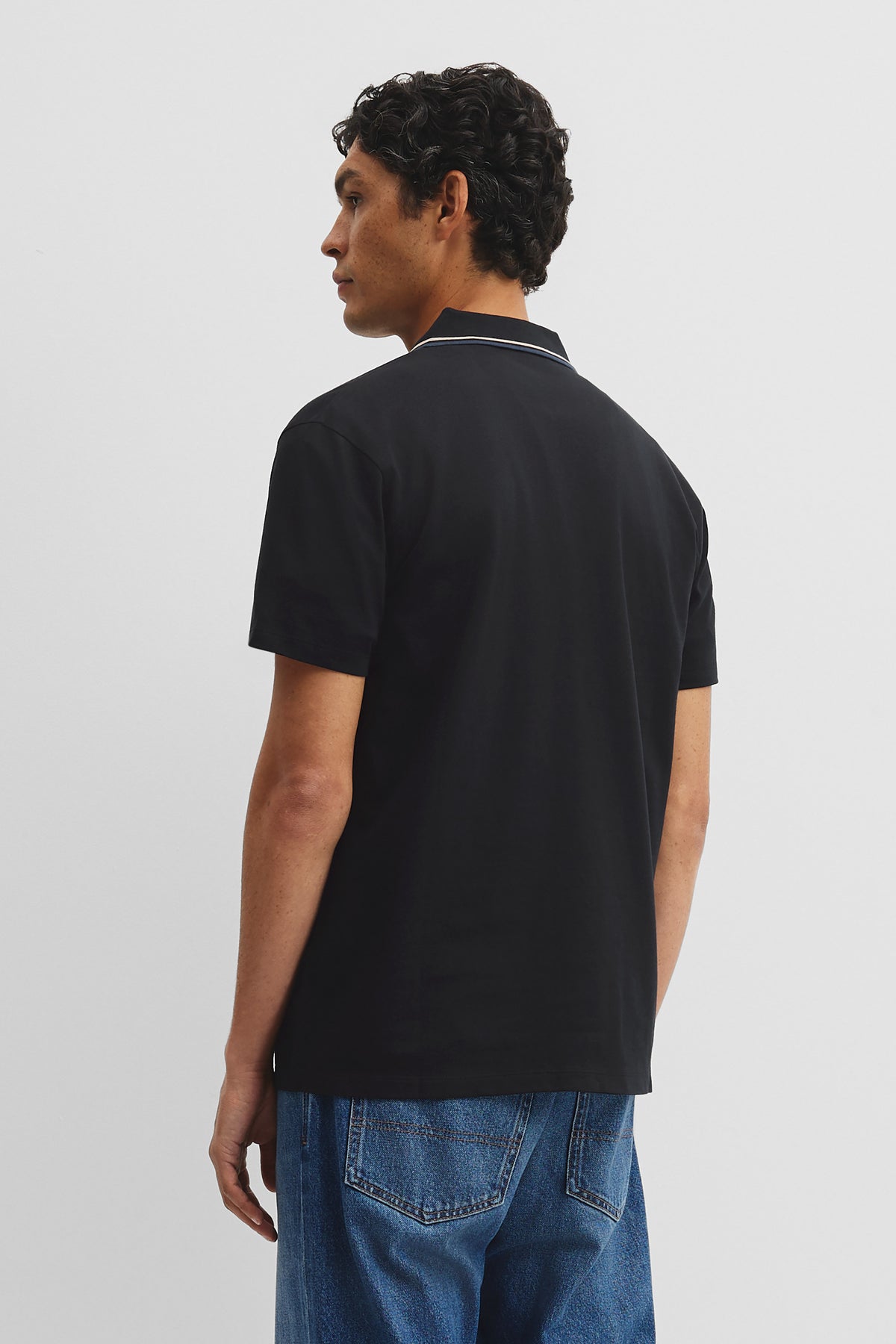 Short Sleeve Tipped Zip Polo