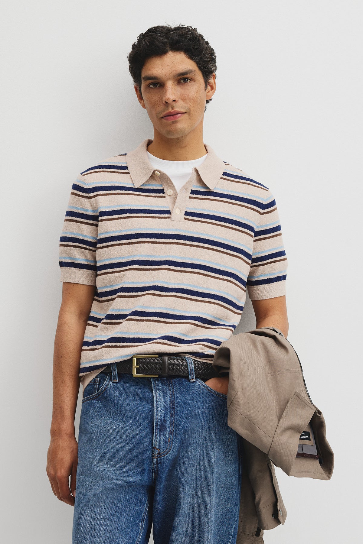 Boucle Stripe Knit Polo