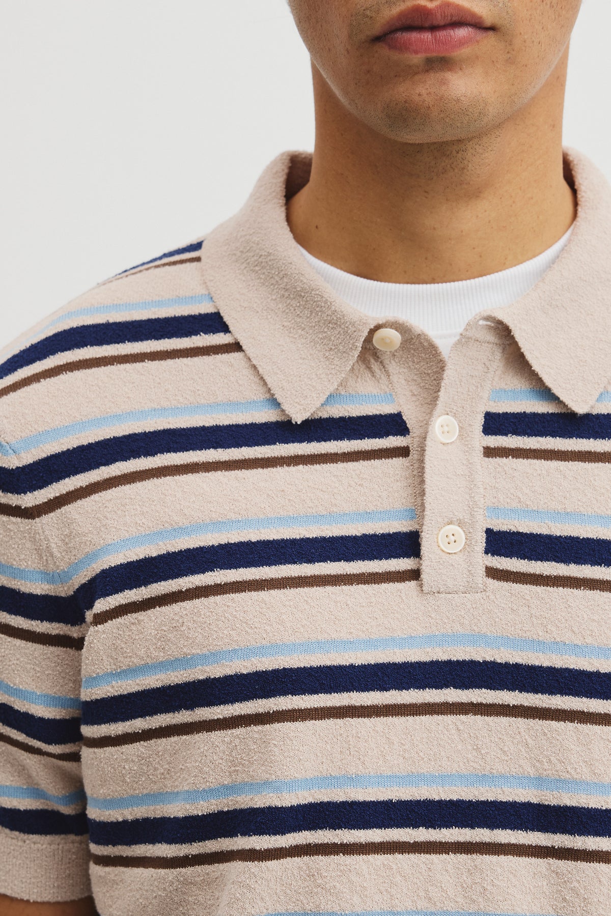 Boucle Stripe Knit Polo
