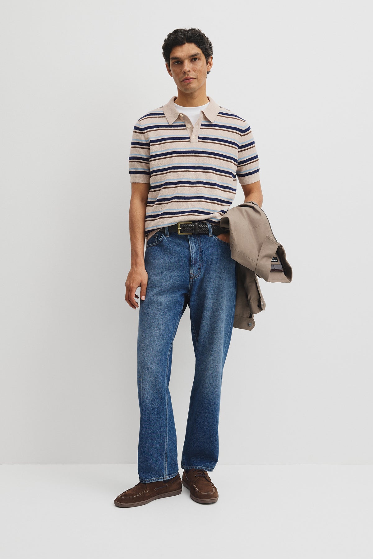 Boucle Stripe Knit Polo