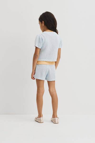 Short Sleeve Detail Knit T-Shirt