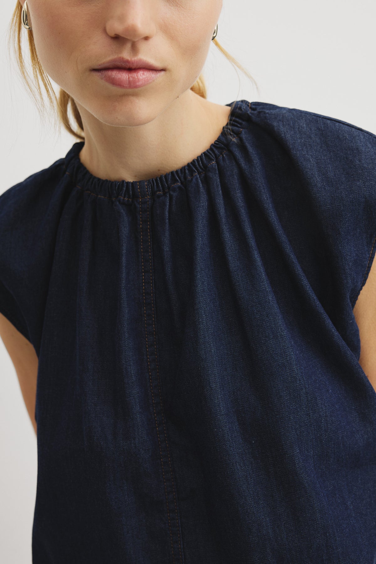 Denim Gather Top