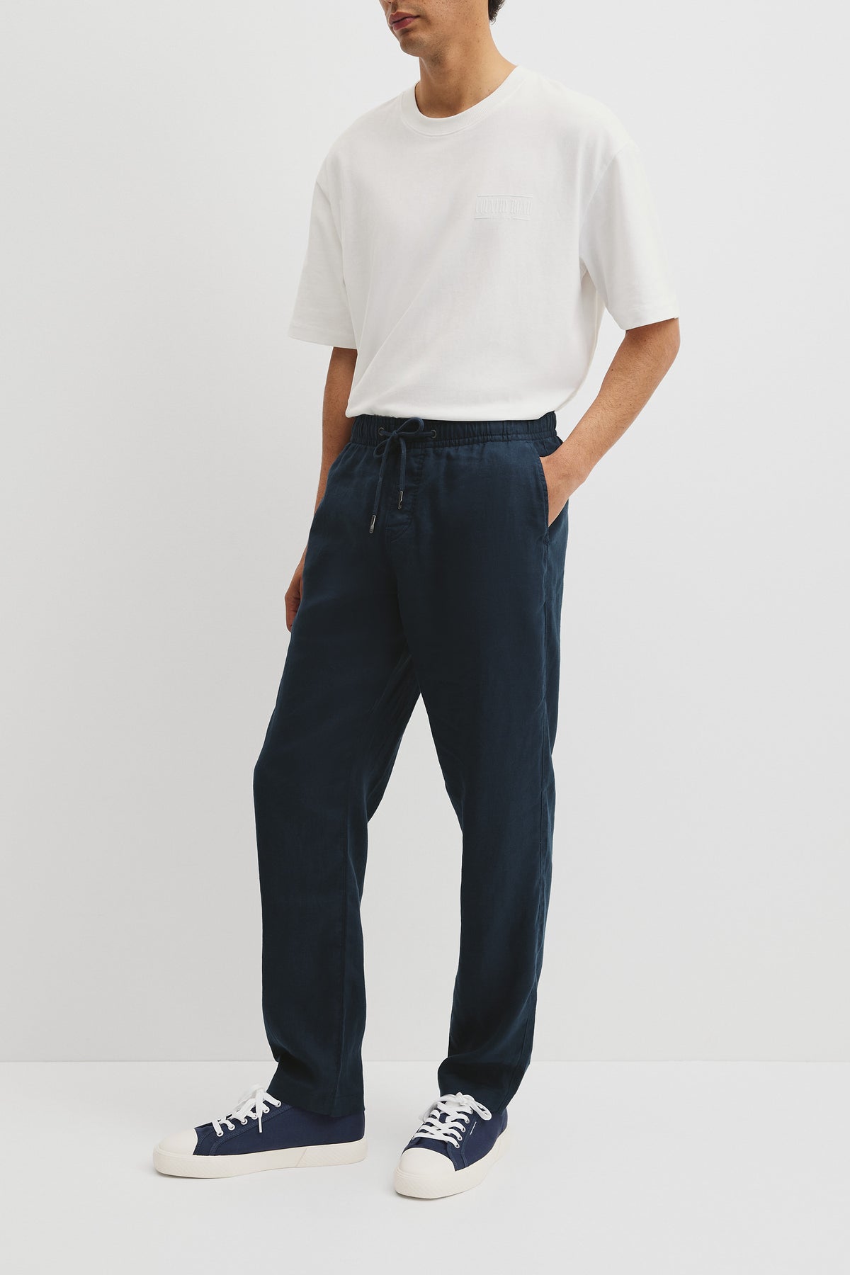 Relaxed Fit Linen Drawcord Pant