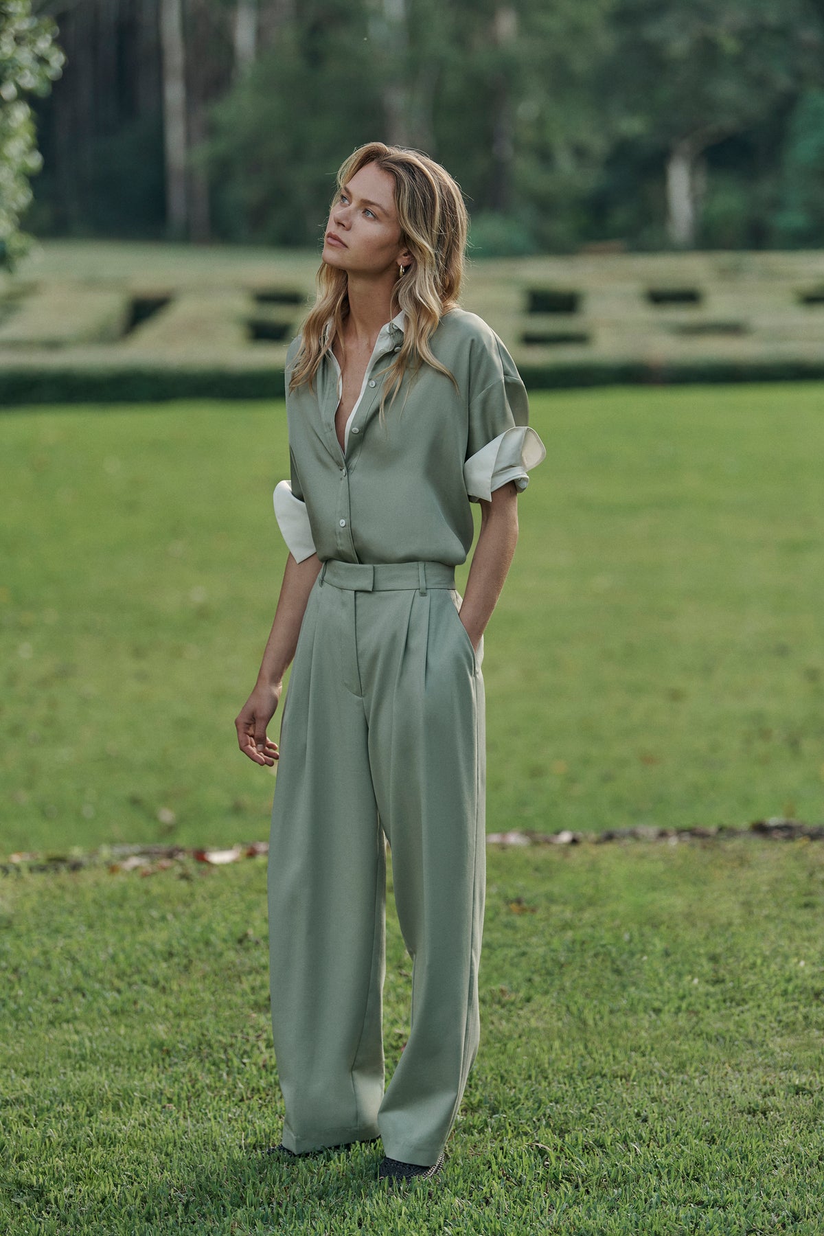 Wool Blend Tailored Pant