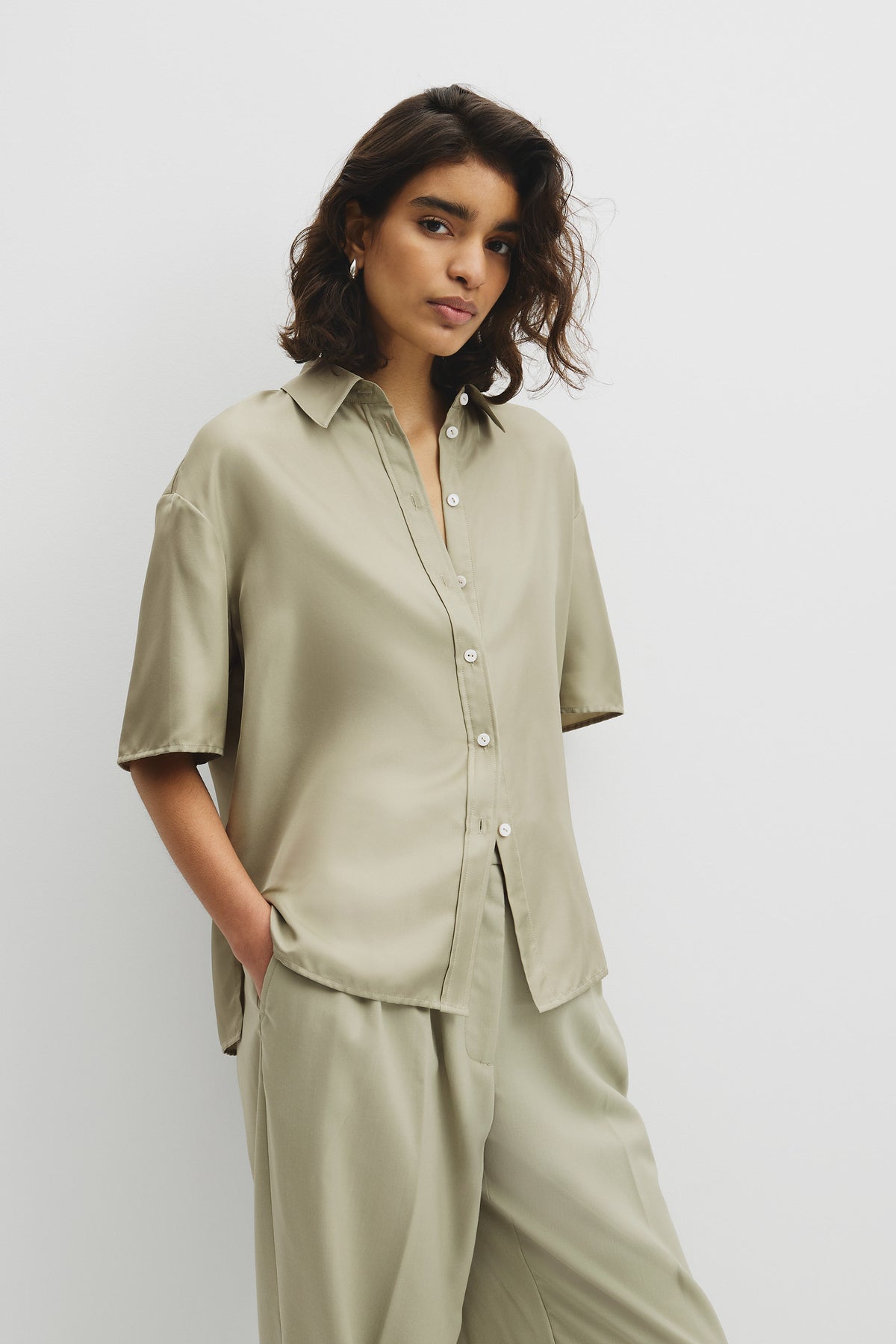 Short Sleeve Washable Silk Shirt