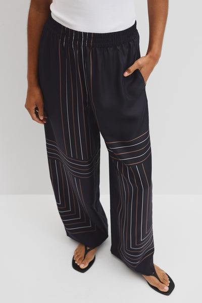 Scarf Stripe Washable Silk Pant