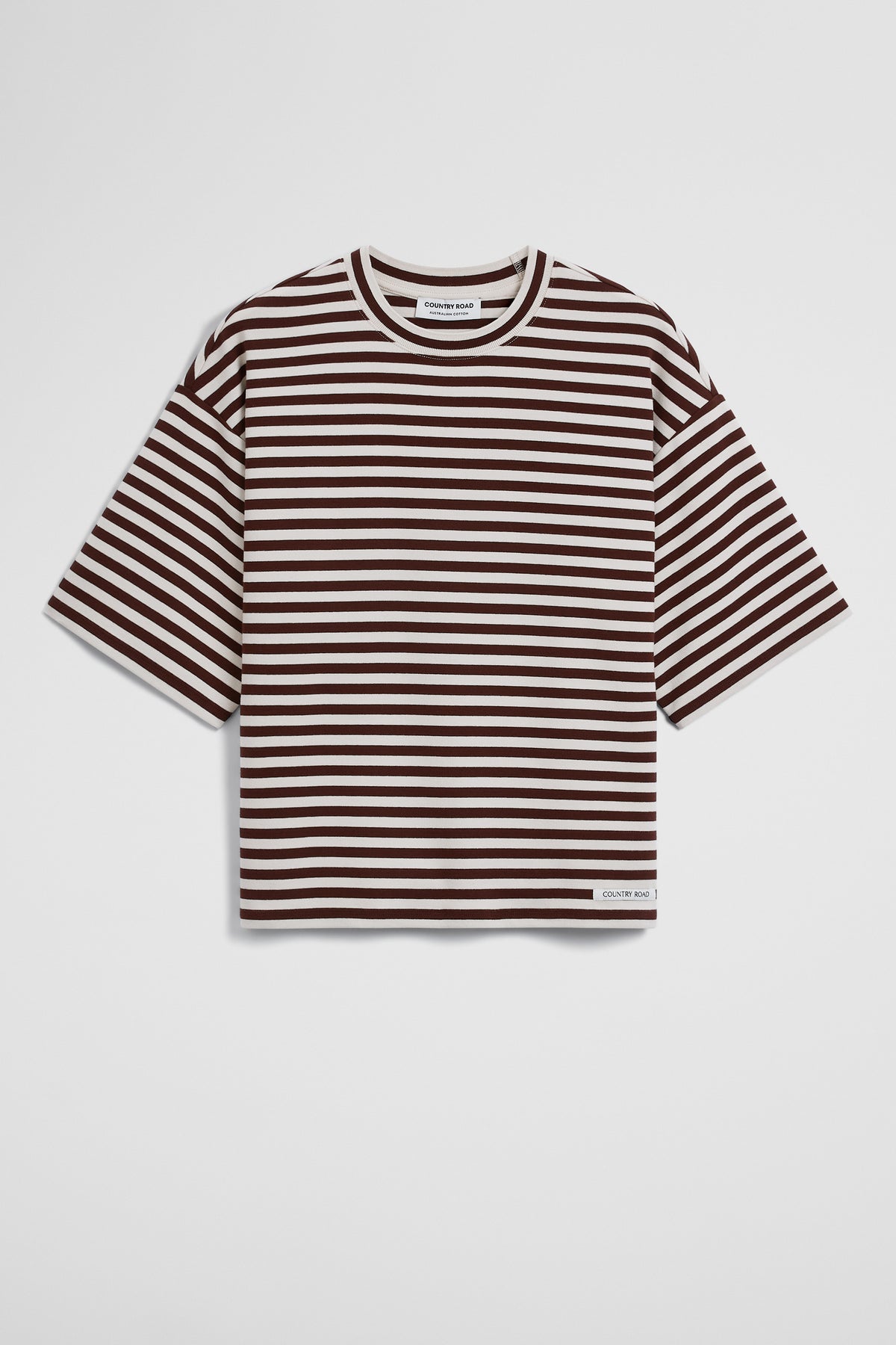 Australian Cotton Blend Stripe Boxy T-Shirt