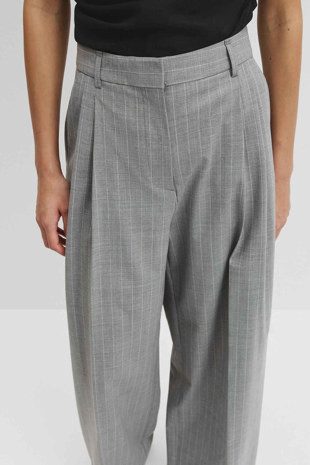 Wool Blend Tailored Pinstripe Pant