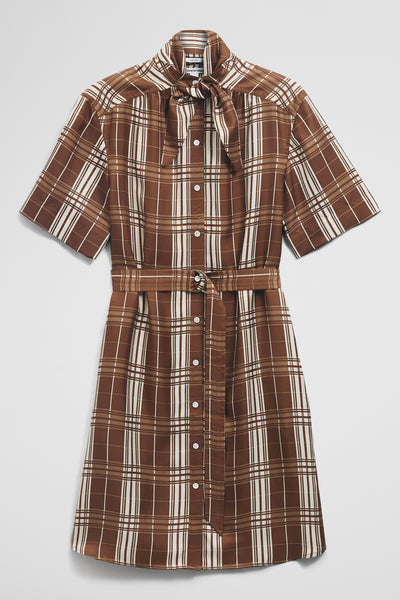 Check Silk Shirt Dress