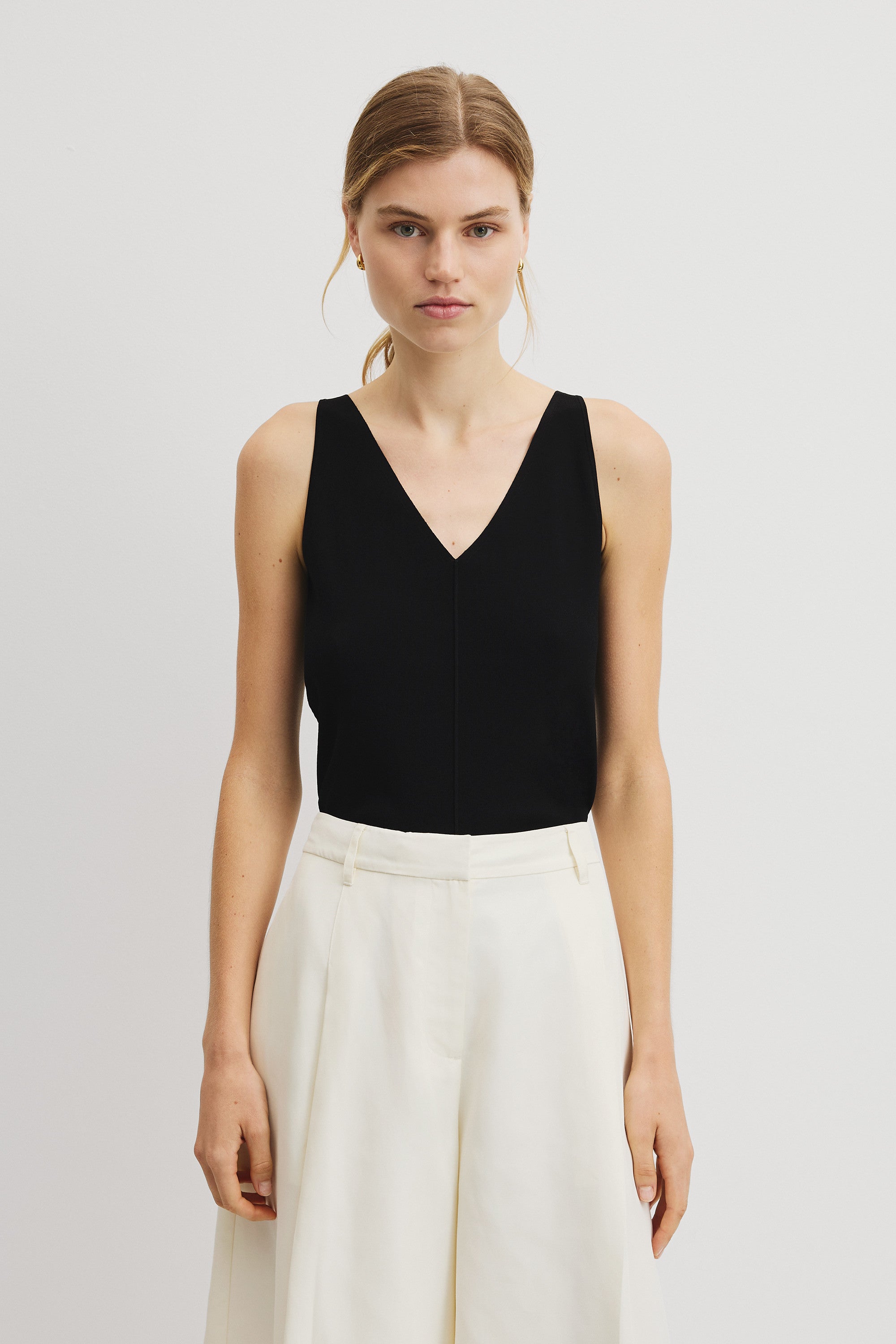 V-Neck Rib Detail Knit Tank – Country Road