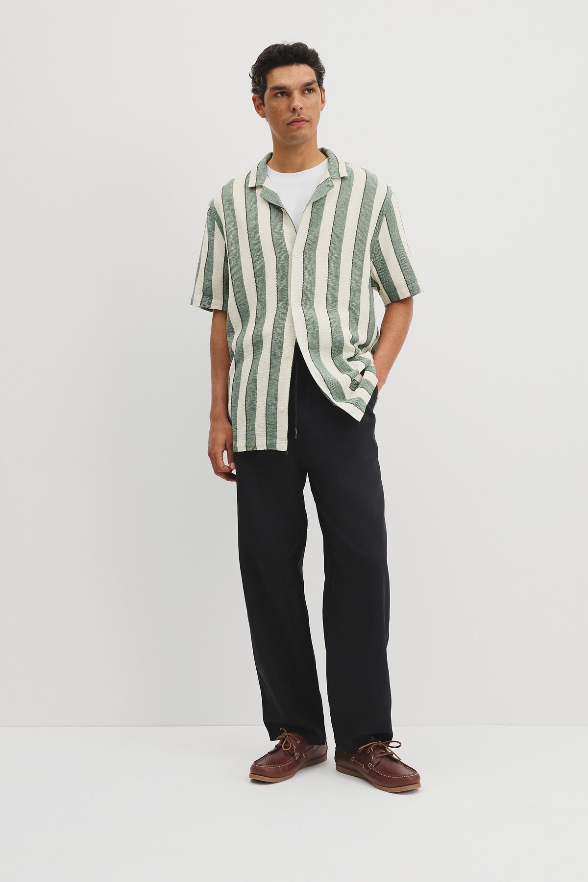Relaxed Fit Basket Weave Stripe Shirt