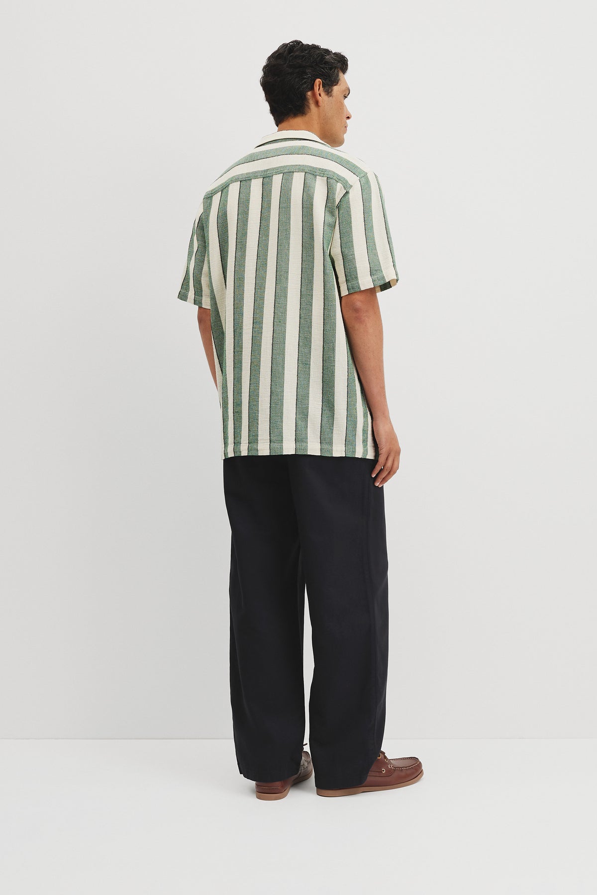 Relaxed Fit Basket Weave Stripe Shirt