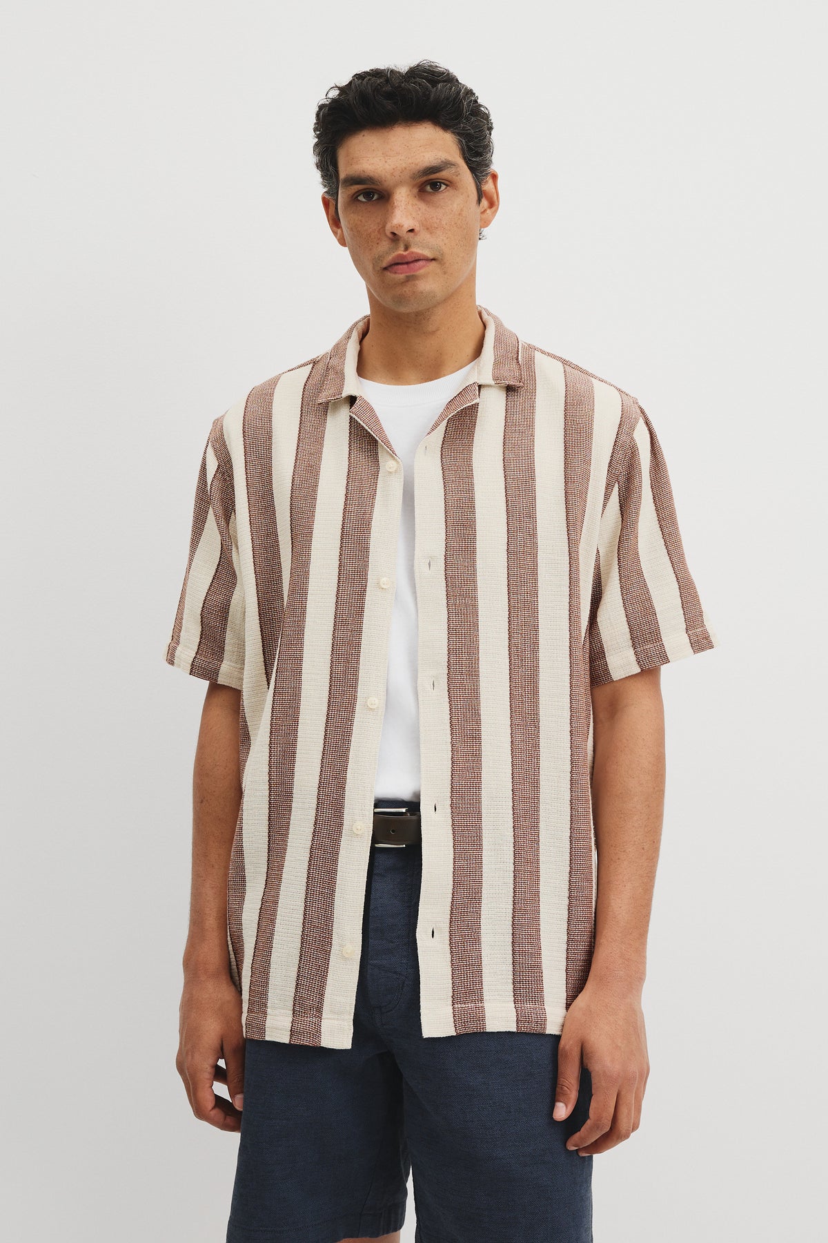 Relaxed Basket Weave Strap Shirt