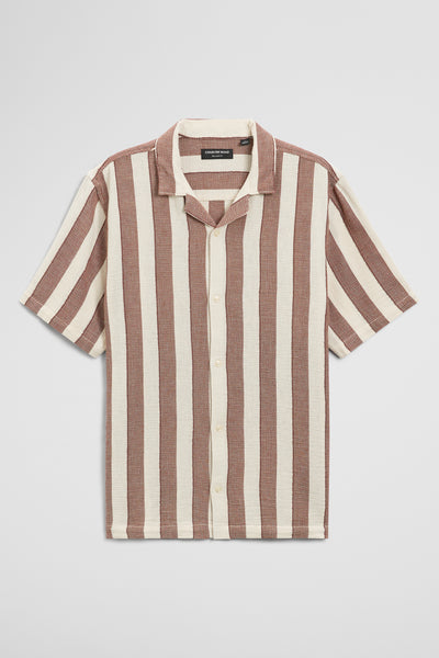 Relaxed Fit Basket Weave Stripe Shirt