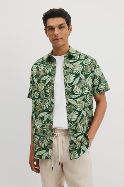 Regular Fit Cotton Rainforest Print Shirt