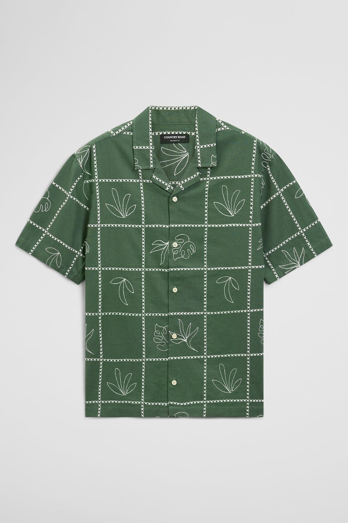 Relaxed Fit Leaf Embroidered Shirt