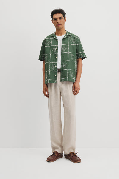 Relaxed Fit Leaf Embroidered Shirt