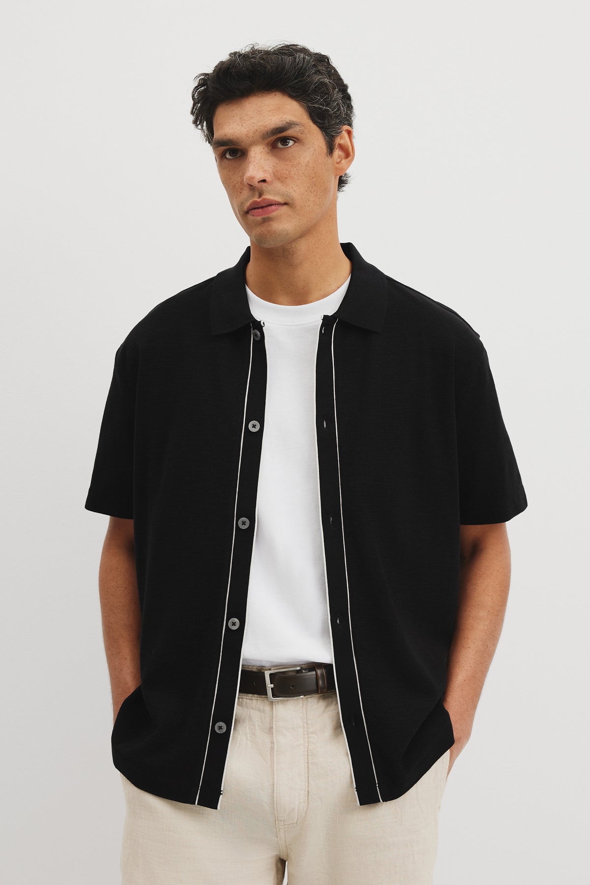 Short Sleeve Tipped Txt Shirt