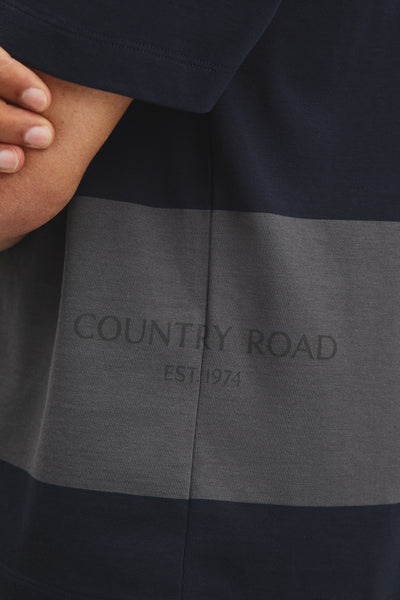 Short Sleeve Boxy Logo Stripe T-Shirt