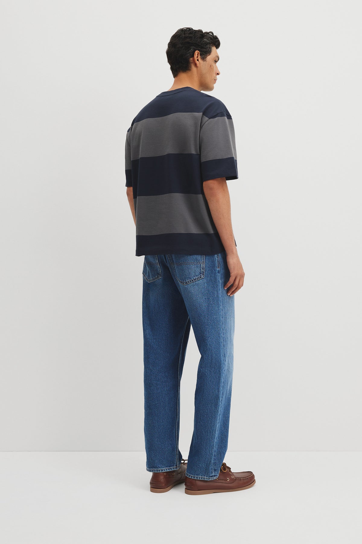 Short Sleeve Boxy Logo Stripe T-Shirt