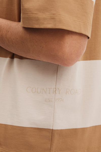 Short Sleeve Boxy Logo Stripe T-Shirt