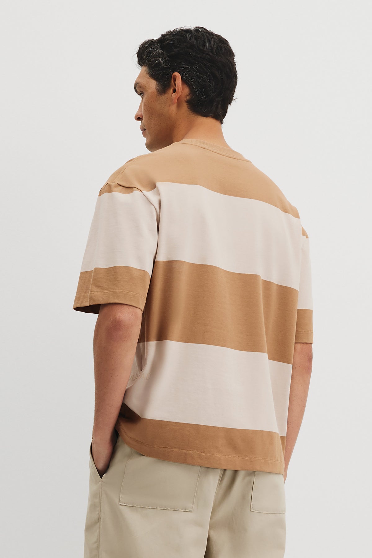 Short Sleeve Boxy Logo Stripe T-Shirt