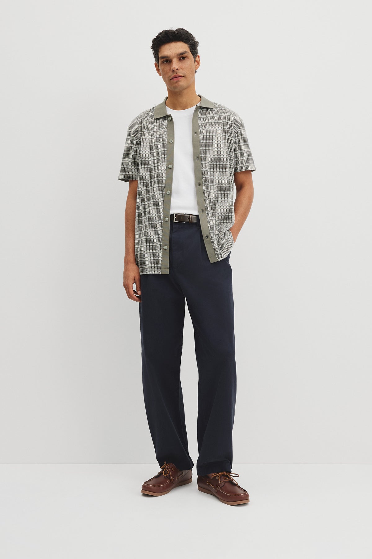 Short Sleeve Jacquard Textured Shirt
