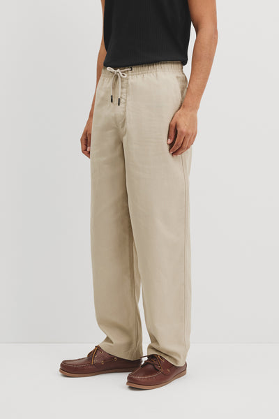 Wide Leg Cotton Linen Blend Pant