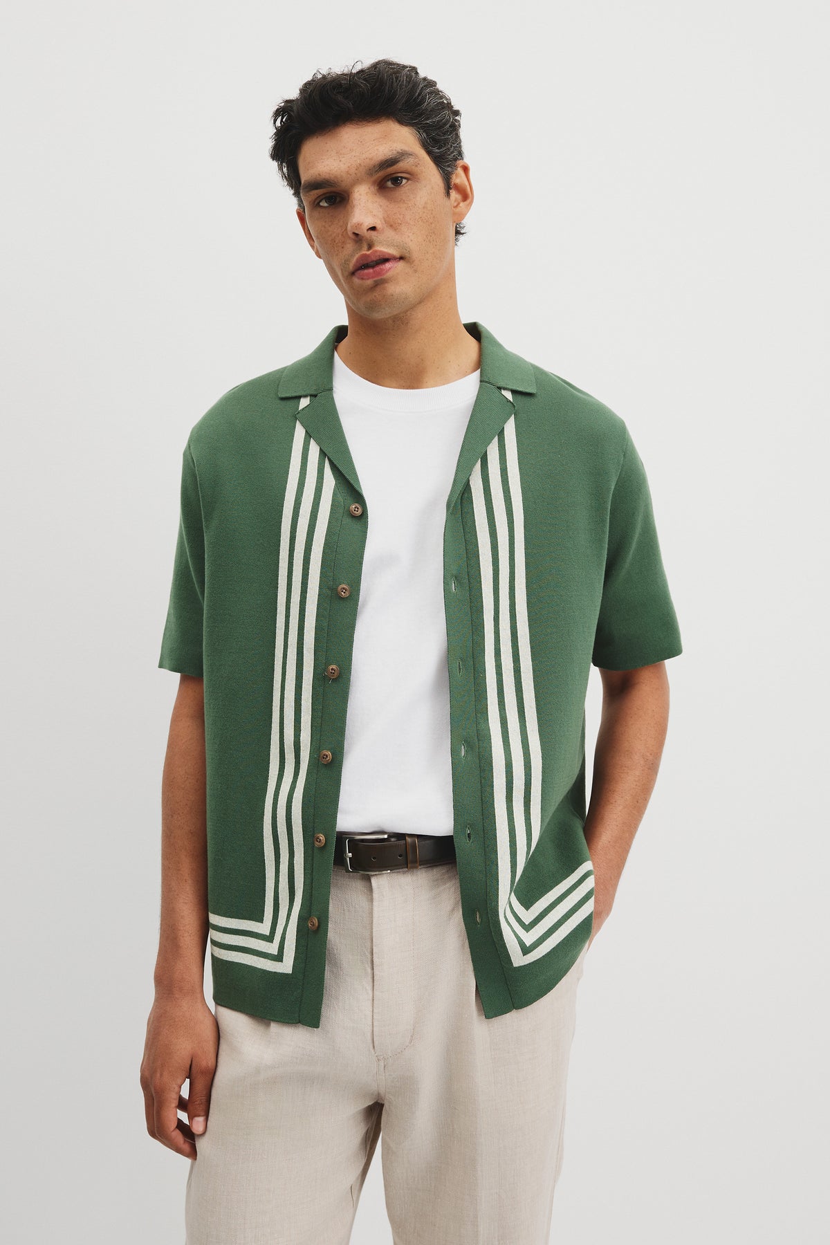 Ac Txt Panel Knit Shirt