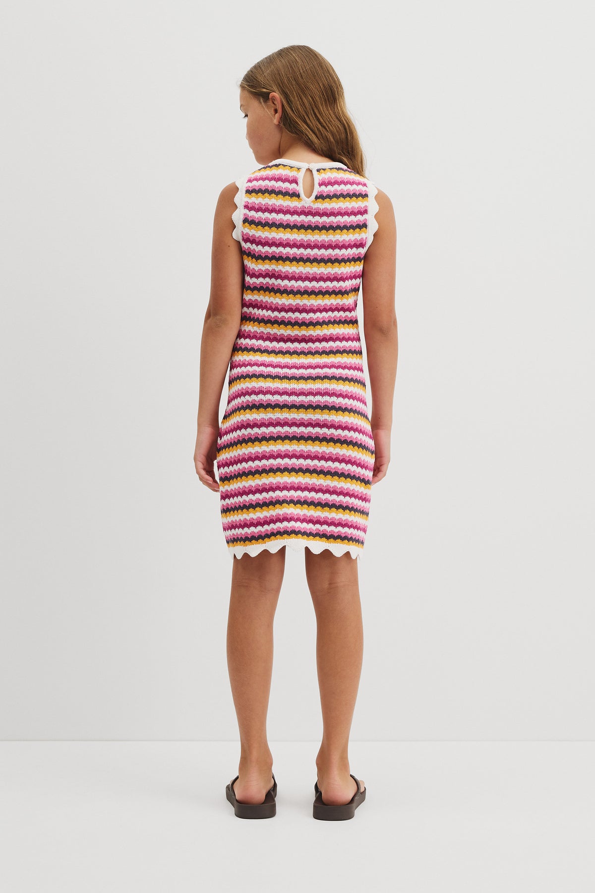 Sleeveless Stripe Crochet Dress
