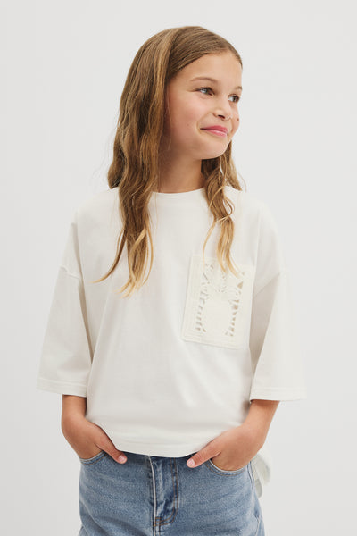 Short Sleeve Crochet Pocket T-Shirt