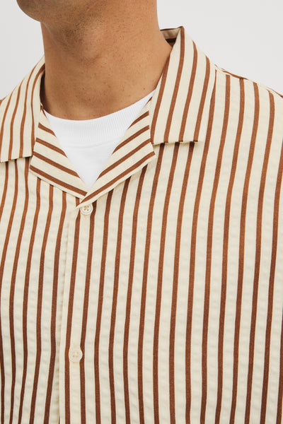 Short Sleeve Seersucker Cuban Shirt