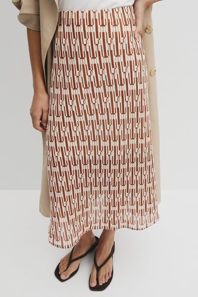 Print Bias Midi Skirt