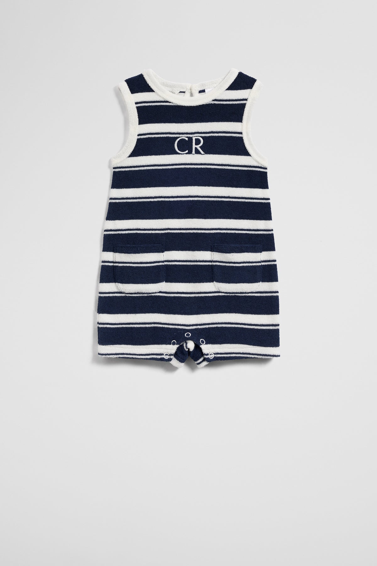 Sleeveless Stripe Terry Rompe