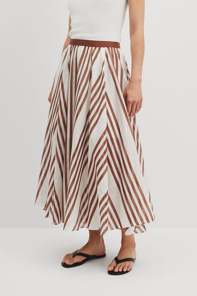 Stripe Voile Midi Skirt