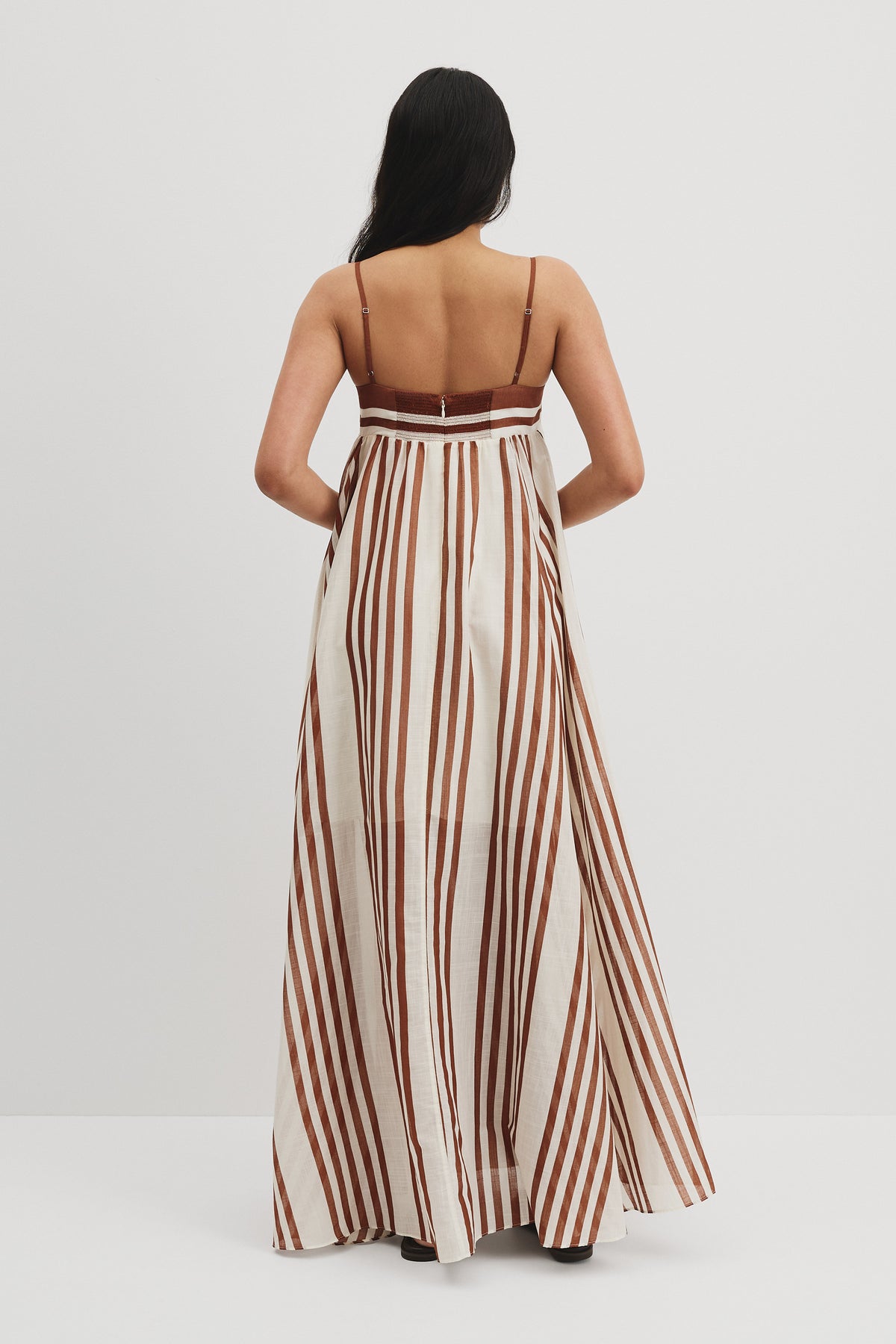 Striped Voile Maxi Dress