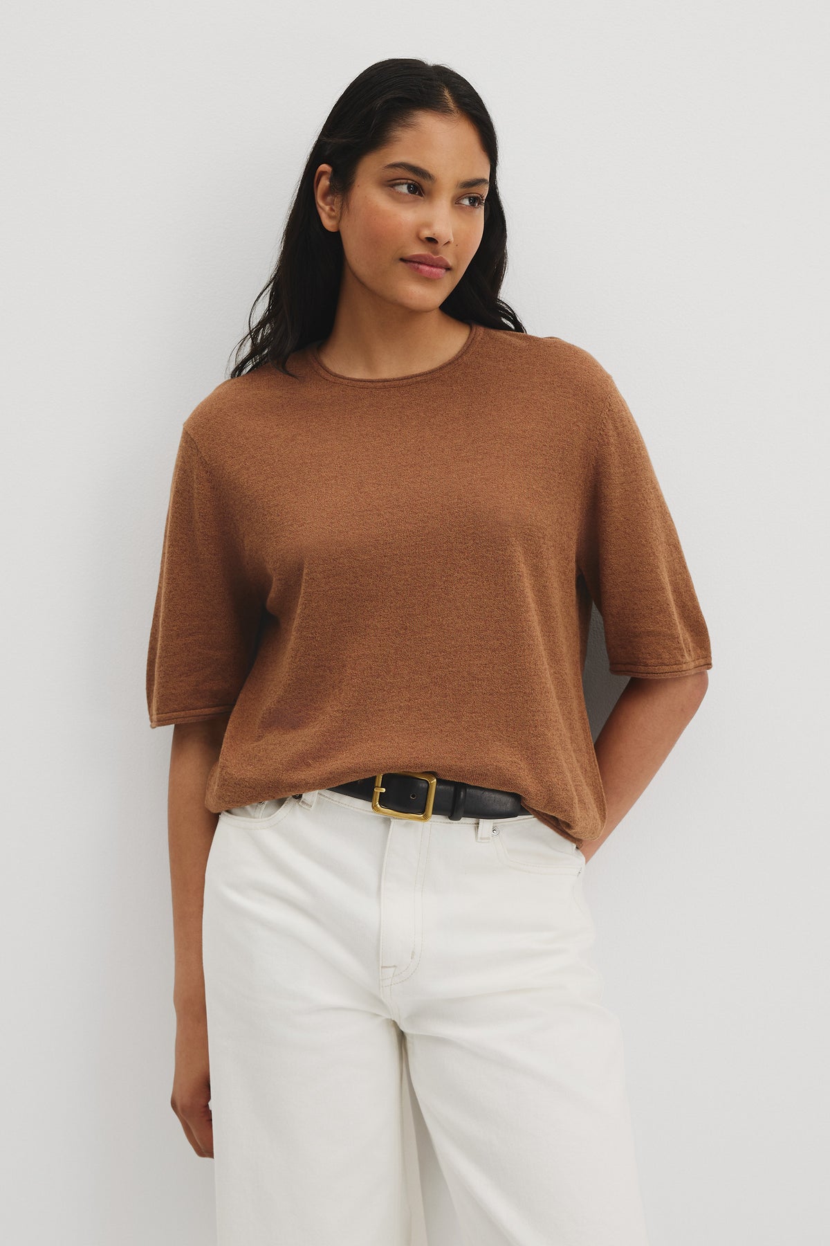 Australian Cotton Linen Blend Fine Knit T-Shirt