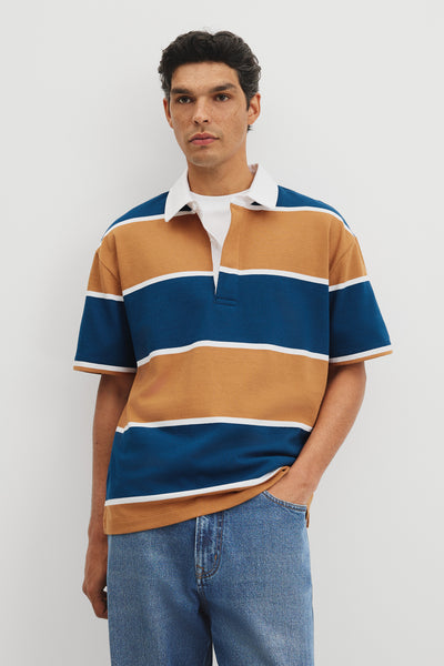 Short Sleeve Stripe Rugby Polo