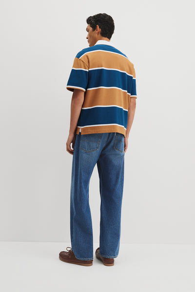 Short Sleeve Stripe Rugby Polo