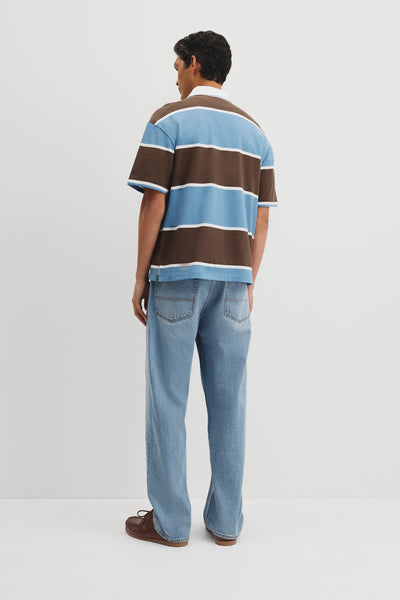 Short Sleeve Stripe Rugby Polo