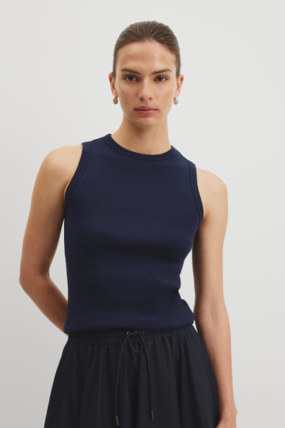 Australian Cotton High Neck Rib Tank