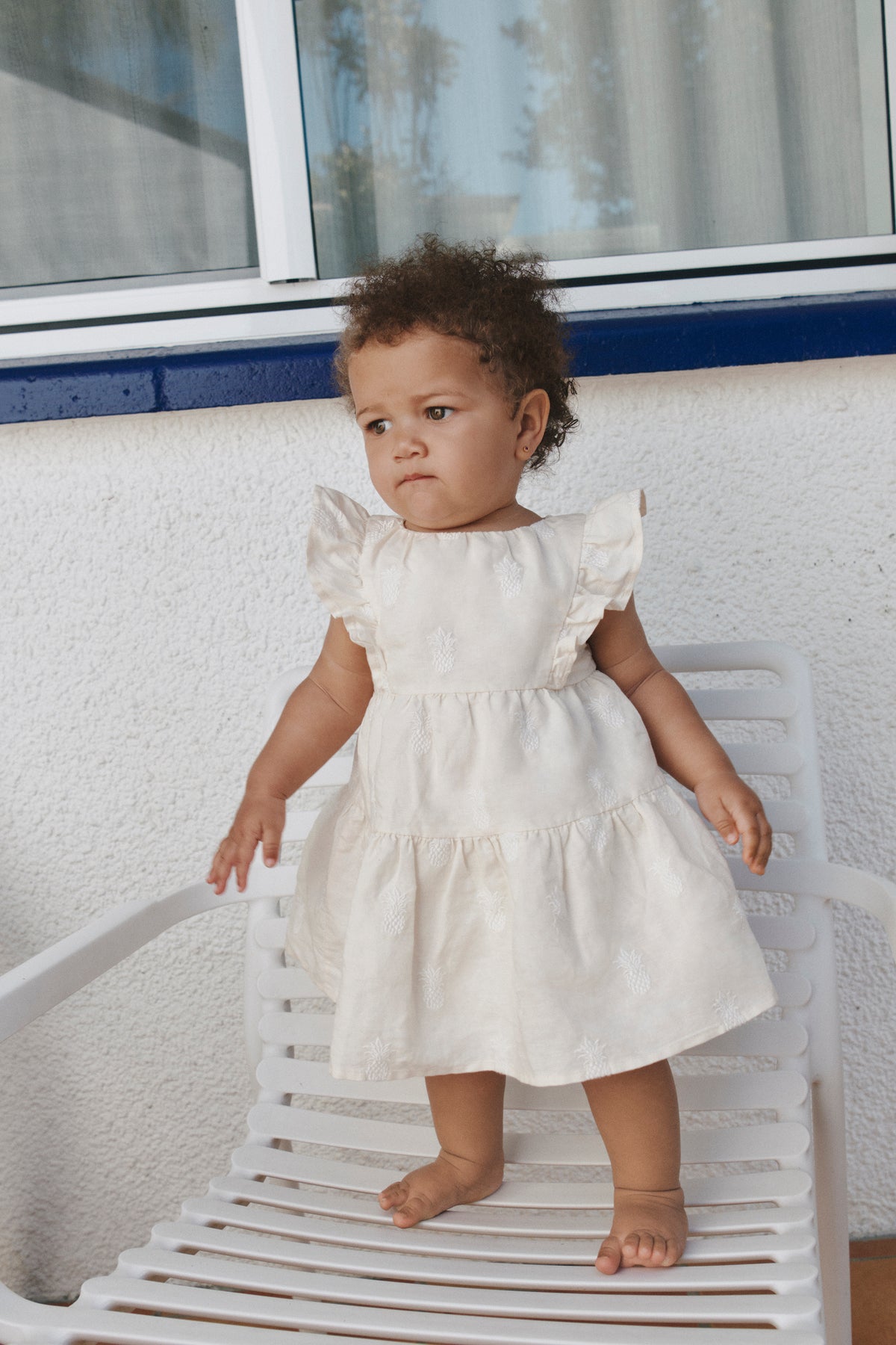 Sleeveless Frill Embr Dress