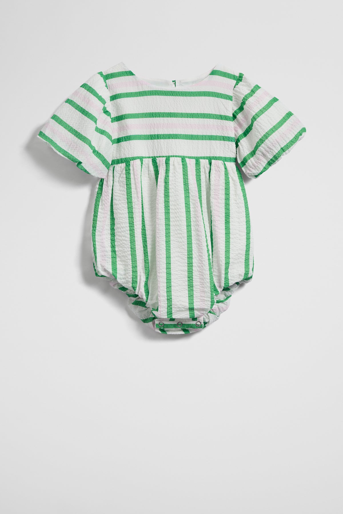 Short Sleeve Stripe Woven Romper