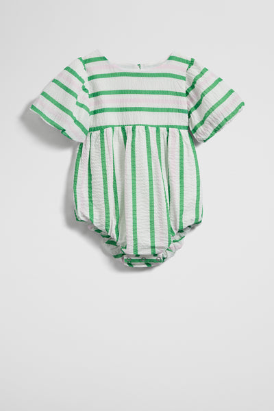 Short Sleeve Stripe Woven Romper